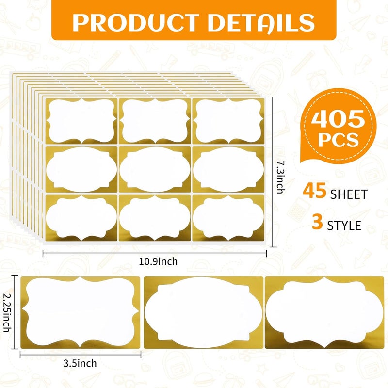 Utron 405PCS Gold Name Tags, 2.25"x 3.5" Name Tag Stickers with Gold Border, Name Tags for School, Home, Office, Party, Meeting - Image 2